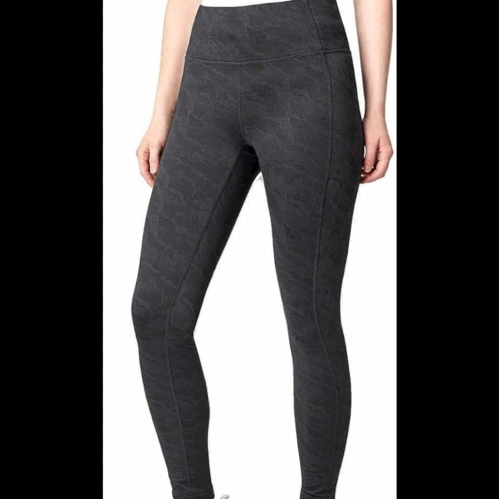Mondetta Women's Midweight Brushed Jacquard Legging Black  Pockets size m